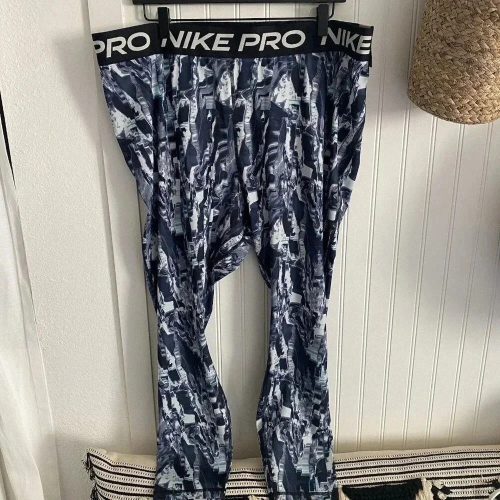 Nike Pro Women’s 3X Mid-Rise Allover Print Training Leggings DV4888-010 NWT